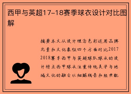 西甲与英超17-18赛季球衣设计对比图解